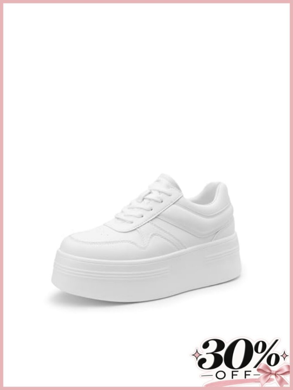 Women's Platform Casual Sneakers Lace-Up Faux Leather